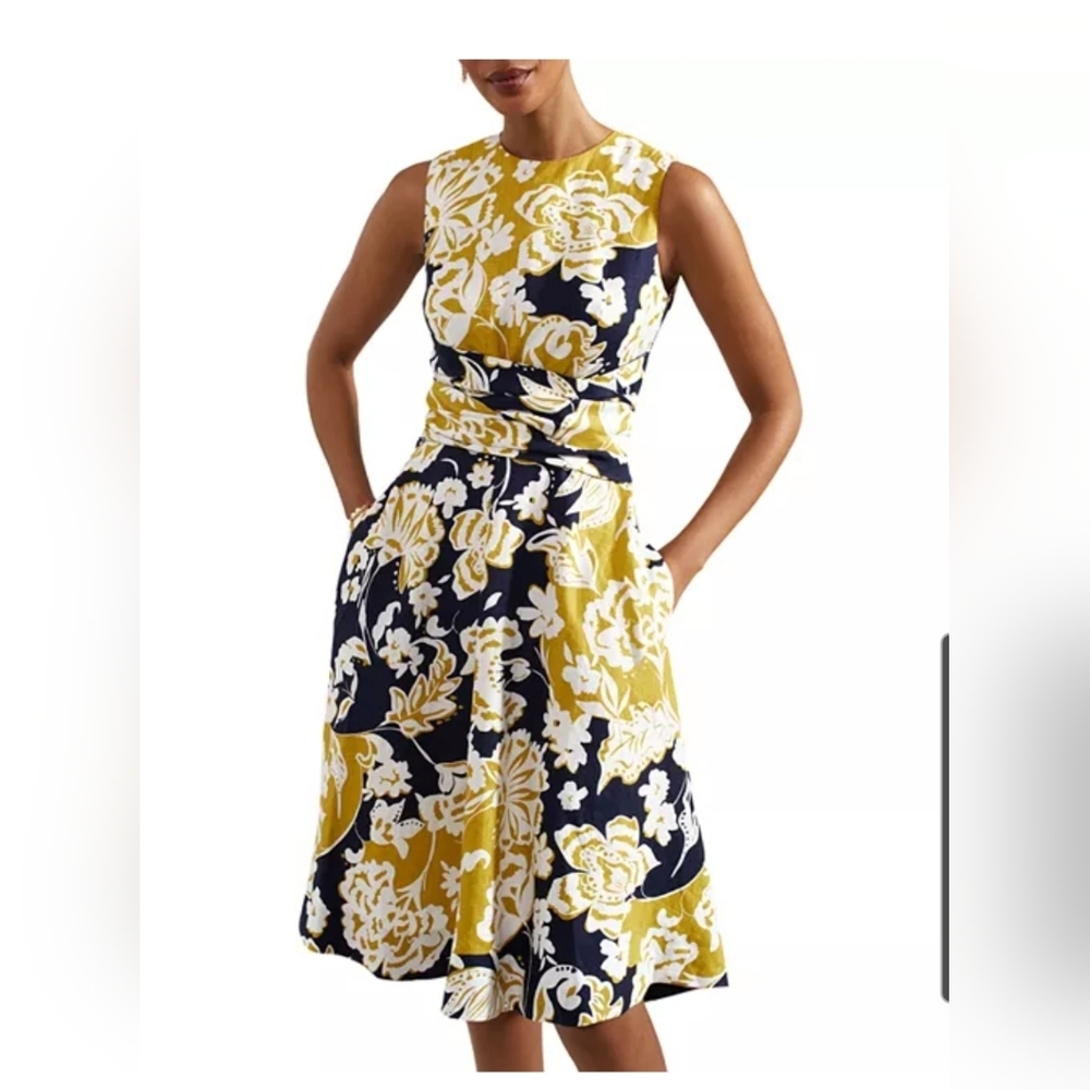 Hobbs London Twitchill Printed Sleeveless Dress Size 14